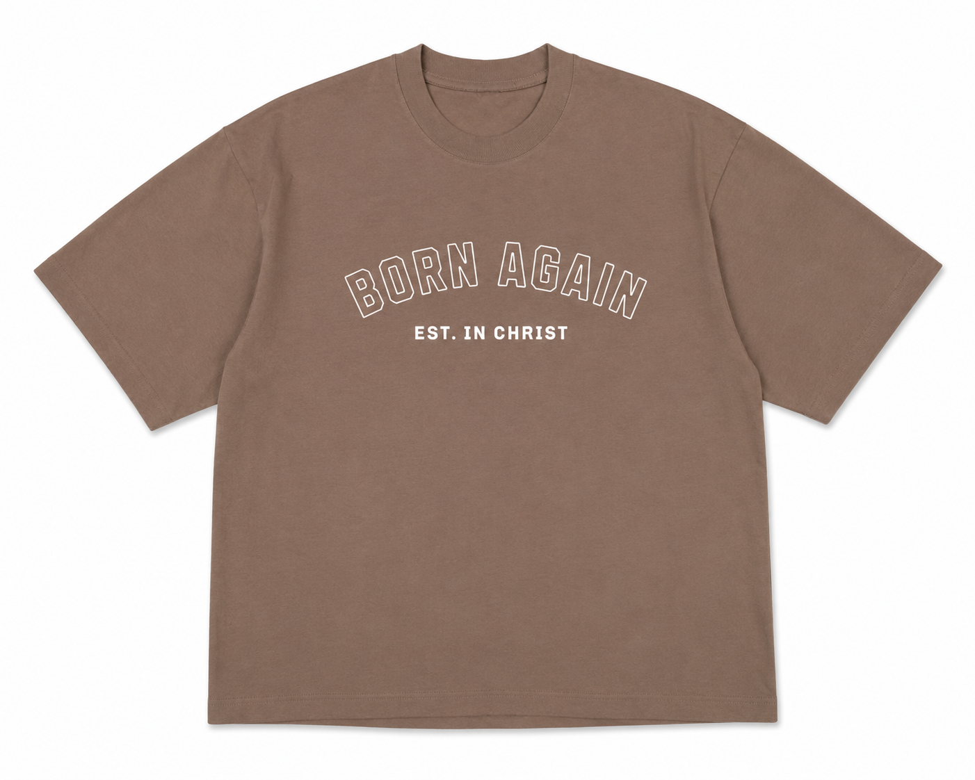 Born Again “Established in Christ” Heavyweight Christian Streetwear Tee (Brown)