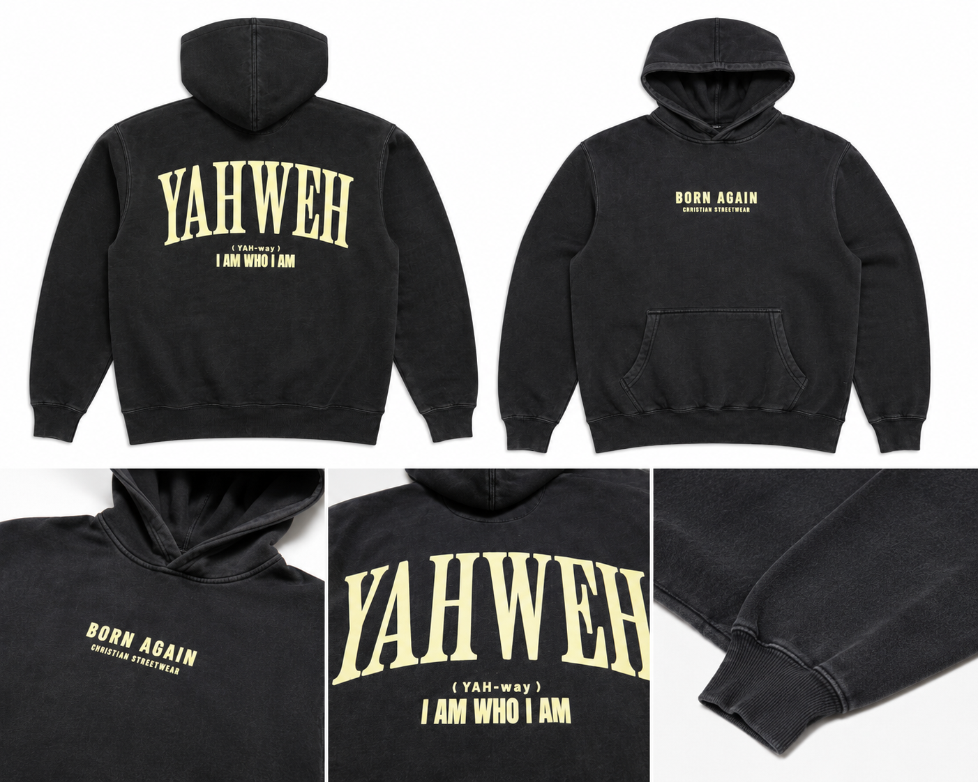 YAHWEH “I Am Who I Am” Hoodie – Christian Streetwear Heavyweight Pullover