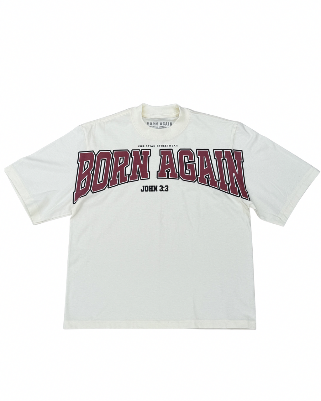 Born Again “John 3:3” Heavyweight Christian Streetwear Tee (Off White)