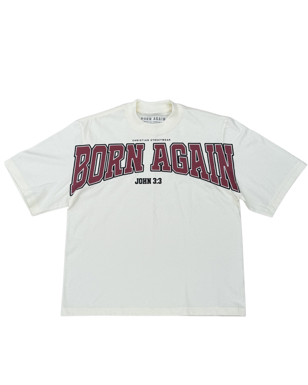 Born Again “John 3:3” Heavyweight Christian Streetwear Tee (Off White)