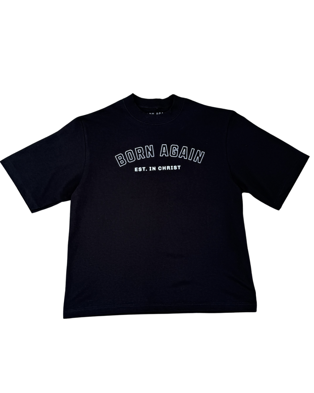 Born Again Essential Heavyweight Tee – Christian Streetwear Oversized T-Shirt (Black)
