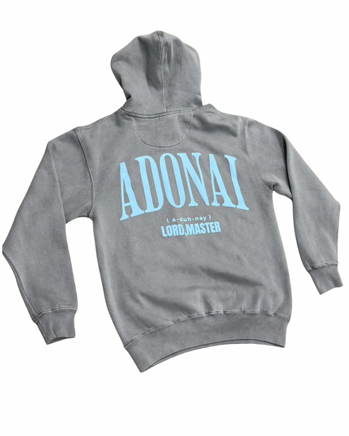 ADONAI “Lord, Master” Hoodie – Christian Streetwear Heavyweight Pullover (Gray)